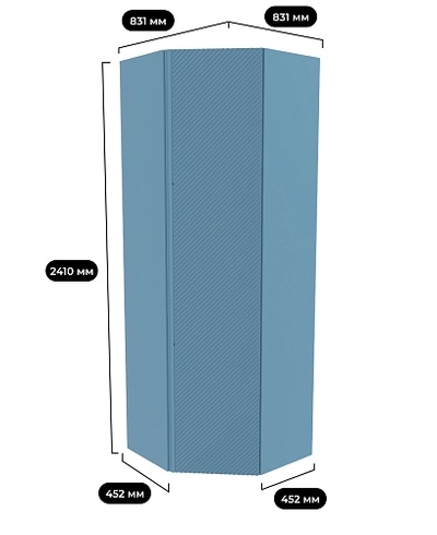 Шкаф угловой равносторонний, фрезерованные фасады в эмали LE218.1