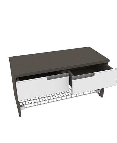 Тумба с 2 ящиками и полкой для обуви, фасады в эмали LE-462