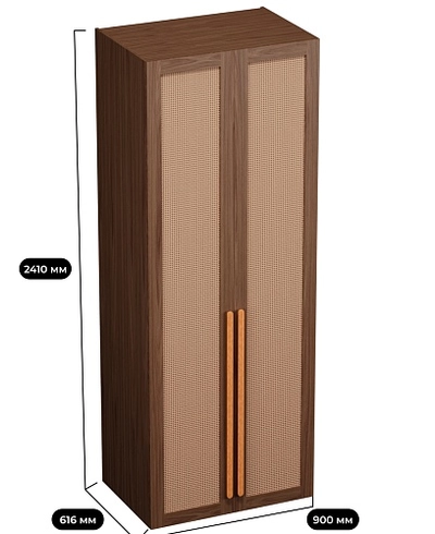 Шкаф двустворчатый, фасады натуральный ротанг L210.60-3