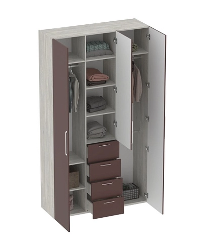 Шкаф трехдверный с ящиками узкий LG203.44