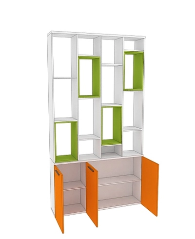 Стеллаж-тумба перегородка со вставками L239.130