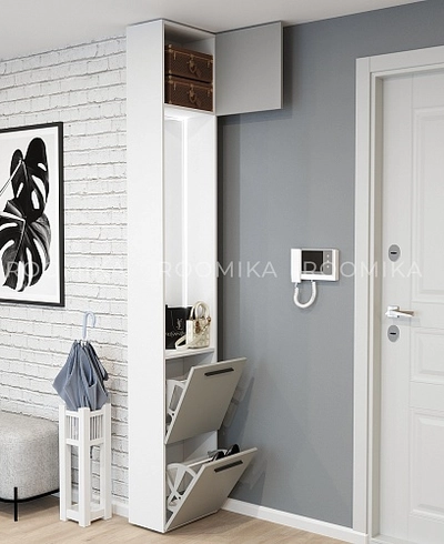 Шкаф завершающий с обувницей и зеркалом L250