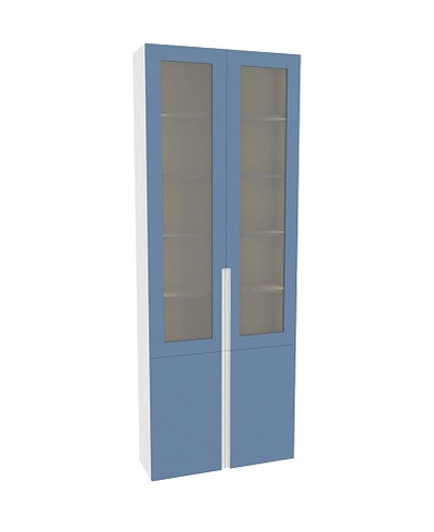 Шкаф книжный со стеклом, фасады в эмали LE240 с подсветкой