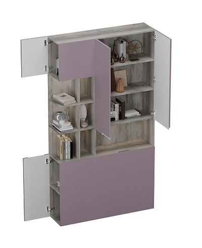 Шкаф двухдверный с фальш стенкой и нишей с подсветкой, фасады в эмали LE212.3