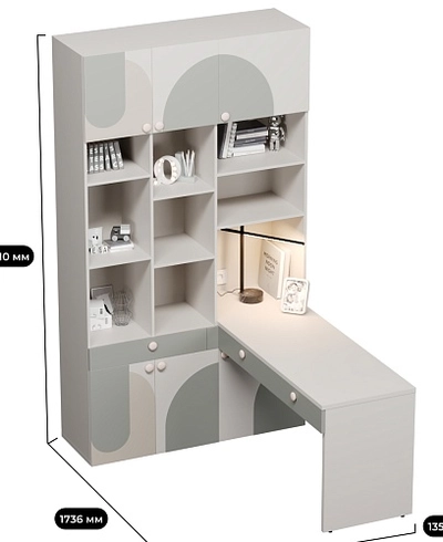 Ниша с рабочей зоной, фрезерованные фасады в эмали LE425 L/R