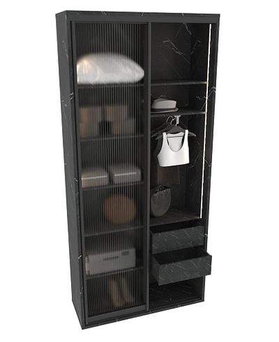 Шкаф-купе ХG126.45-3, профиль INTEGRO, стекло Estriado бесцветное, с подсветкой