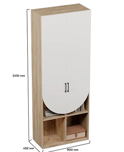 Шкаф для одежды с открытой нишей  с подсветкой LG254.44