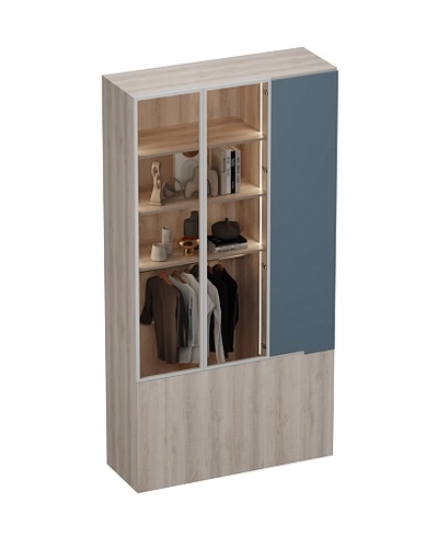 Шкаф трехдверный со стеклом в профиле с подсветкой, фасады в эмали LEF212.4-120 L/R