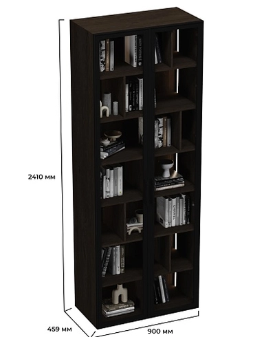 Шкаф-стеллаж со стеклянными фасадами с подсветкой R212