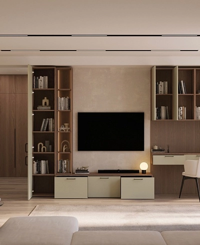 Стеллаж R314 на тумбу R502, R508 с подсветкой