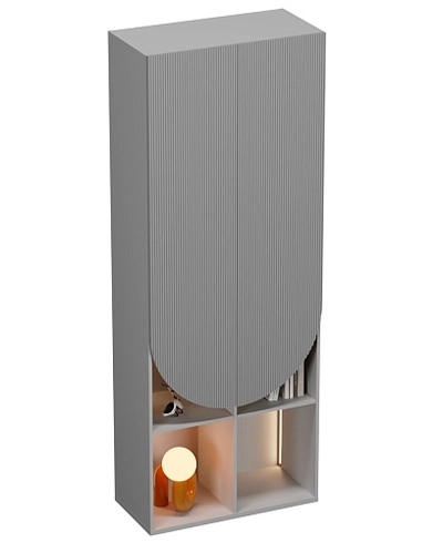 Шкаф для одежды с открытой нишей с подсветкой,фрезерованные фасады в эмали LЕ254.44