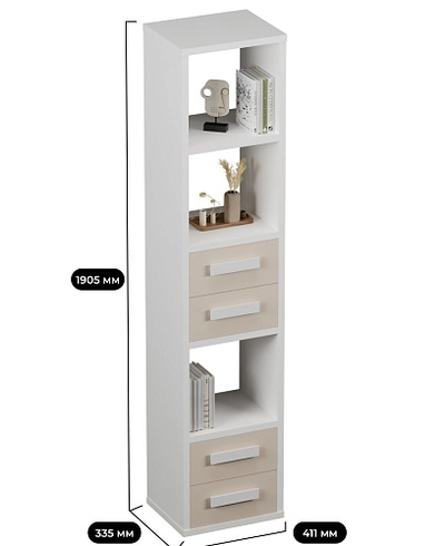 Cтеллаж сквозной книжный на 5 ниш с ящиками E805