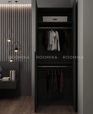 Шкаф двухдверный узкий, фрезерованные фасады в эмали LE210.44-1