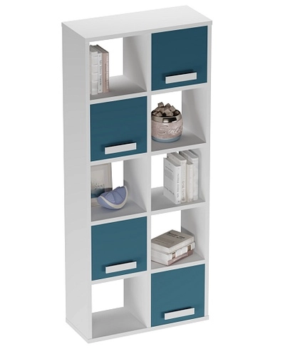 Стеллаж сквозной книжный на 10 ниш с ящиками E810