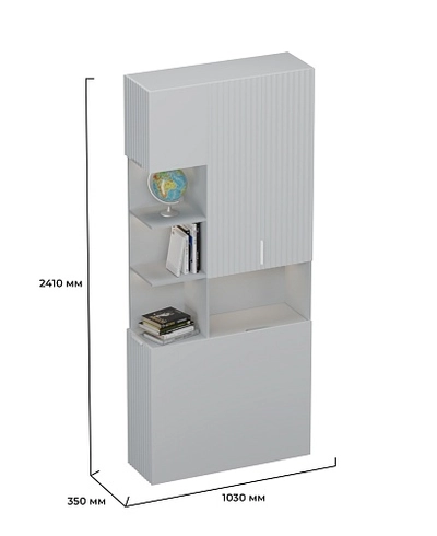 Шкаф с нишей с подсветкой, фрезерованные фасады в эмали LE212.3-90