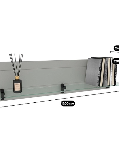 Полка со стеклом, панель МДФ R120.2