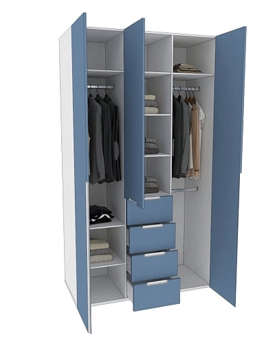 Шкаф трехдверный с ящиками глубокий, фасады в эмали LE203.60