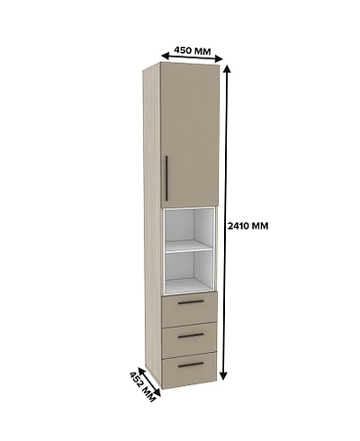 Шкаф однодверный с нишей и ящиками L224