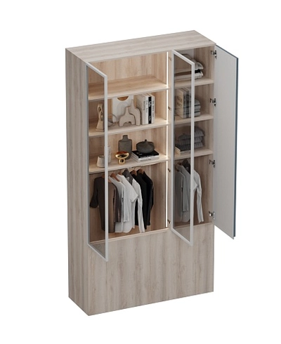 Шкаф трехдверный со стеклом в профиле с подсветкой, фасады в эмали LEF212.4-120 L/R