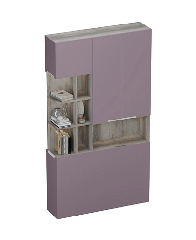 Шкаф двухдверный с фальш стенкой и нишей с подсветкой, фасады в эмали LE212.3