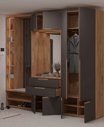 Лацио прихожая, фрезерованные фасады в эмали 30