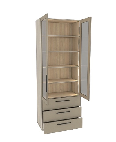 Шкаф книжный с тремя ящиками со стеклом L213S с подсветкой