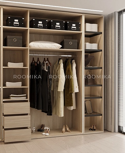 Гардеробная система без фасадов Элементис 1