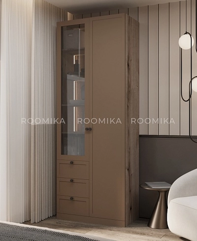 Шкаф для одежды и книг со стеклом А215S с подсветкой