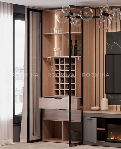 Шкаф-бар со встроенными ящиками с подсветкой R217