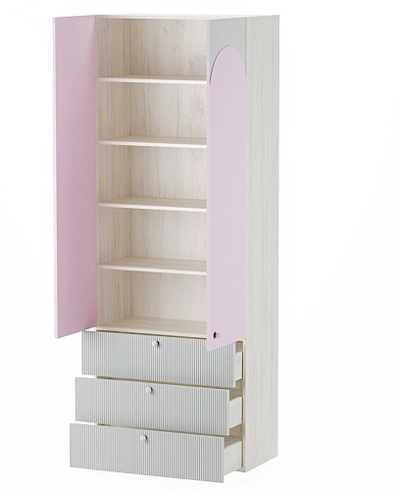 Шкаф книжный/для одежды с тремя ящиками, фасады в эмали LE213