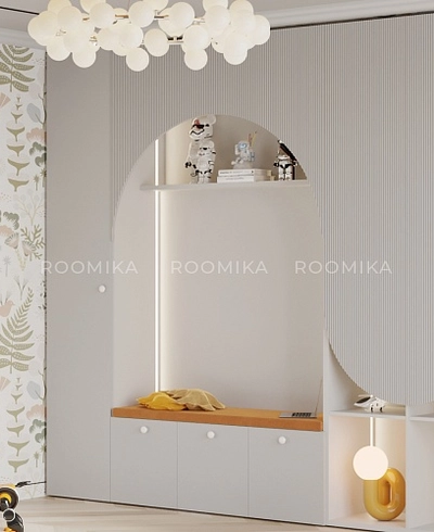 Шкаф однодверный со полками узкий, фасады в эмали LE220.44-4