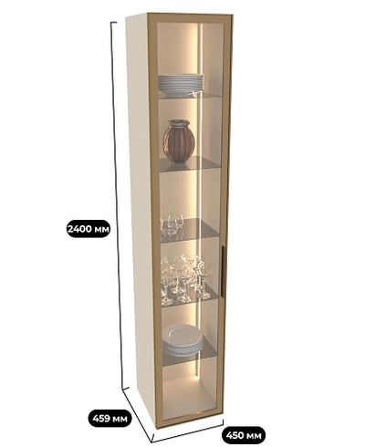 Шкаф со стеклянными фасадом полки стекло R220.1