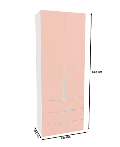 Шкаф книжный/для одежды с тремя ящиками, фасады в эмали LE213