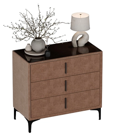 Комод мягкий, стекло прозрачное, ножки черные ГРЕЙС793