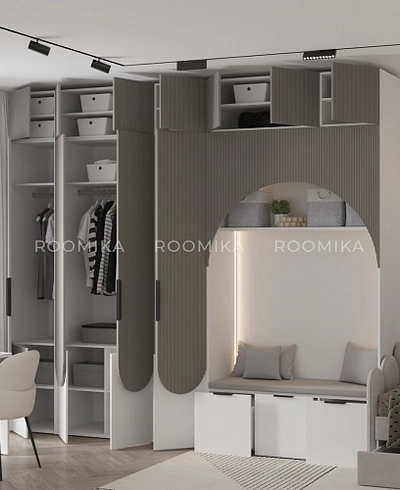 Шкаф для одежды, фрезерованные фасады в эмали LЕ251.60-2 L/R