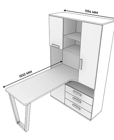 Шкаф со встроенным столом шириной 1154мм E407 L/R