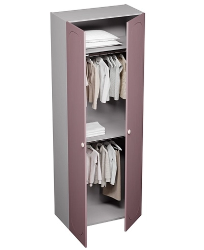 Шкаф двухдверный узкий, фрезерованные фасады в эмали LE210.44-1