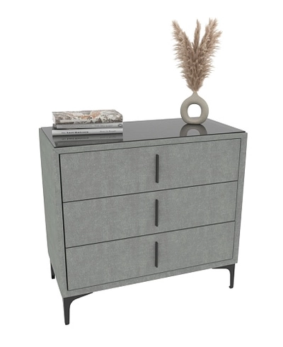 Комод мягкий, стекло прозрачное, ножки черные ГРЕЙС793