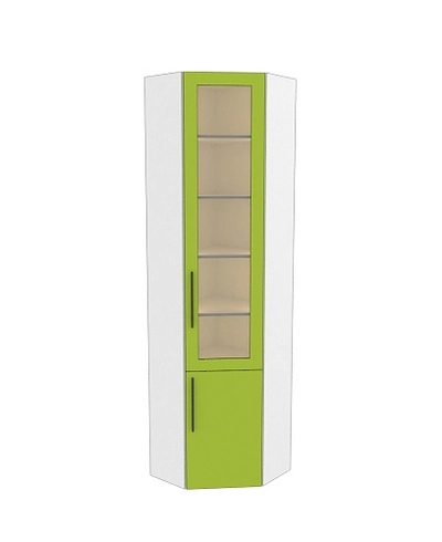 Шкаф угловой книжный со стеклом L247 с подсветкой