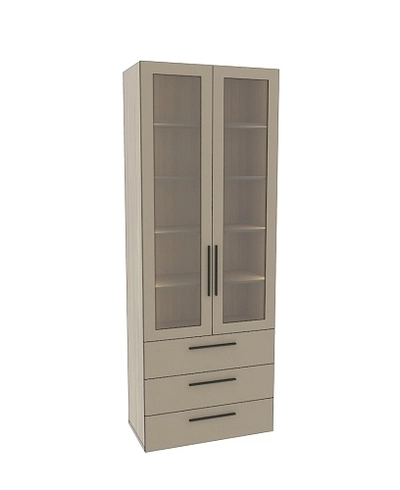 Шкаф книжный с тремя ящиками со стеклом L213S с подсветкой