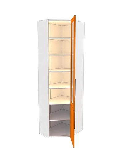 Шкаф угловой книжный со стеклом разносторонний с подсветкой L247.44 L/R