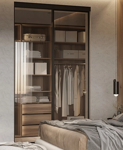 Стеклянная перегородка для гардеробной GRACE 1