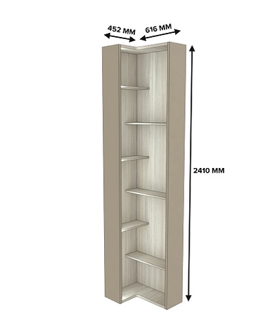 Стеллаж завершающий угловой разносторонний  с подсветкой L230.60 L/R