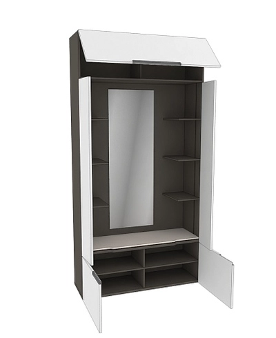 Секция с зеркалом и полками, фасады в эмали LE408