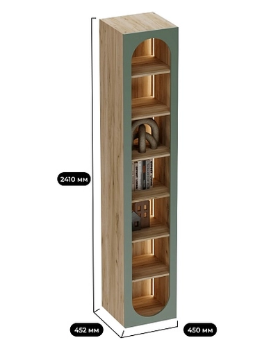 Шкаф-стеллаж с фальш-панелью МДФ с подсветкой LG223.3