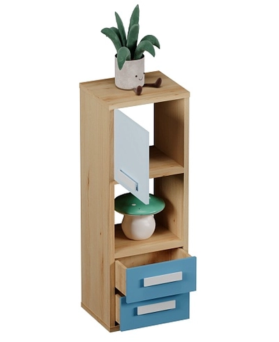 Cтеллаж сквозной книжный на 3 ниши с фасадом и ящиками E803