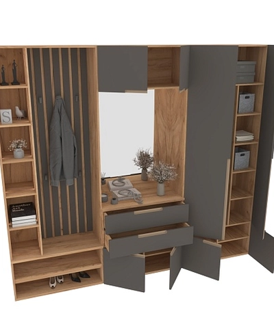 Лацио прихожая, фрезерованные фасады в эмали 30