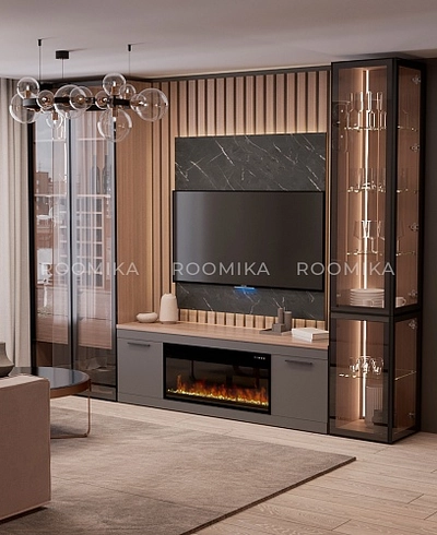 Тумба ТВ напольная с электрокамином L545