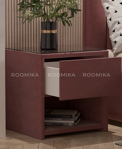 Тумба прикроватная мягкая, стекло прозрачное САНРАЙС 751