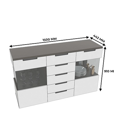 Комод с подсветкой, фасады в эмали LE707